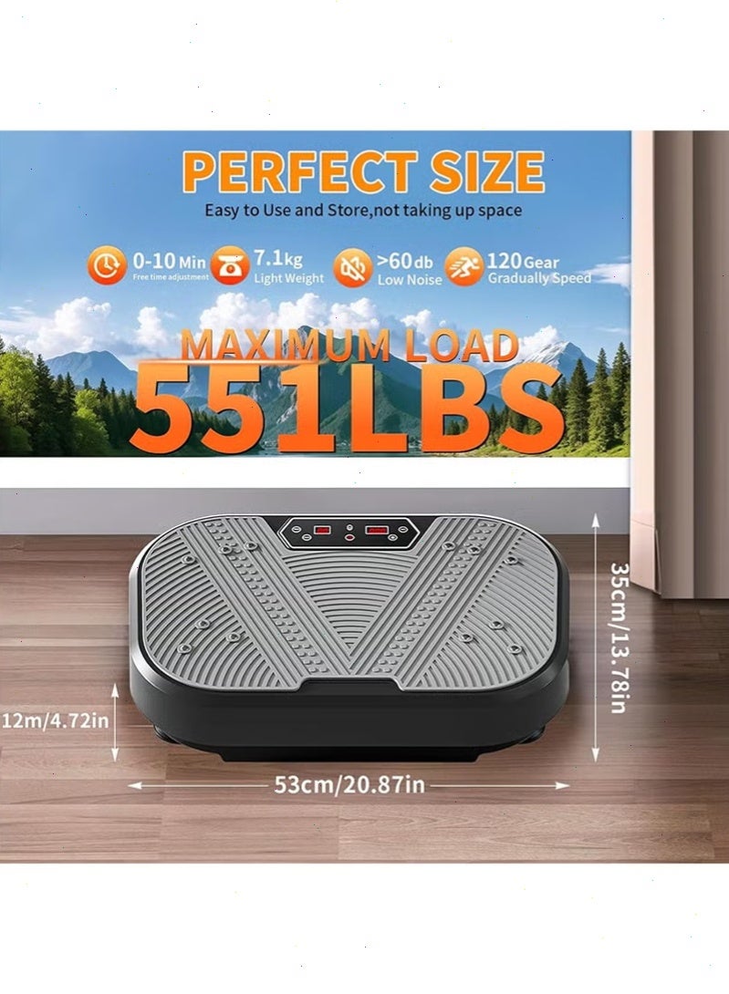 يواوليتي جهاز تمارين اللياقة البدنية بالاهتزاز لتصريف اللمف، جهاز تمارين اهتزاز لكامل الجسم مع حامل اهتزاز مزود بشريطين مقاومين، حمولة قصوى 330 رطلاً للاستخدام المنزلي - Image 3